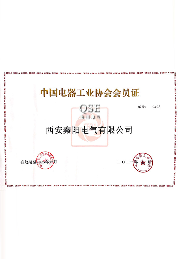 中國電器工業協會會員證書